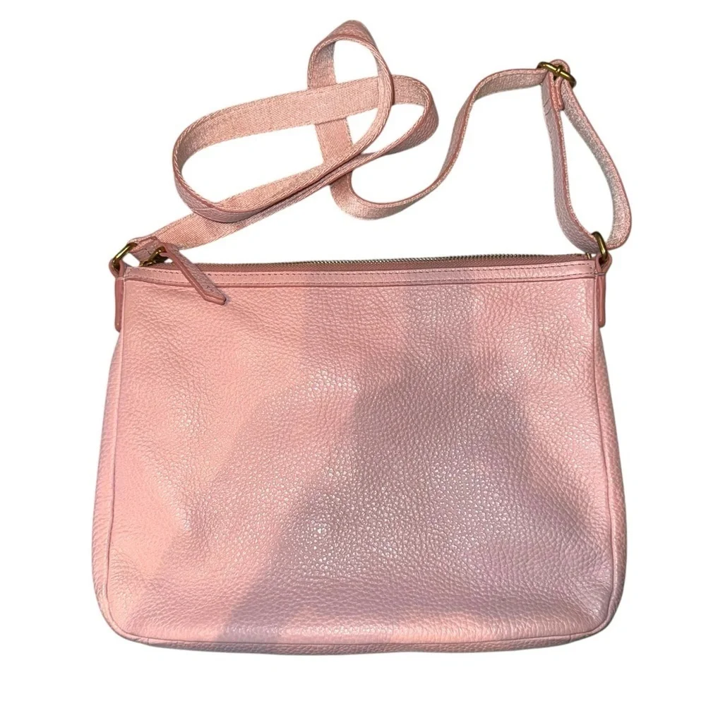 FOSSIL Elise Large Crossbody in Dusty Rose Pebbled Leather LIKE NEW